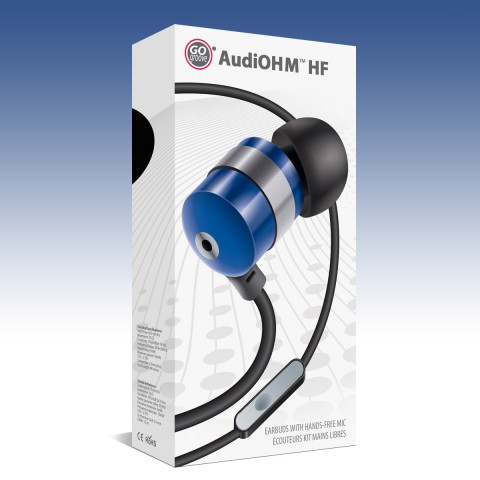 GOgroove AudiOHM HF Noise Isolating Earphone Headset with Built-in Microphone - Blue