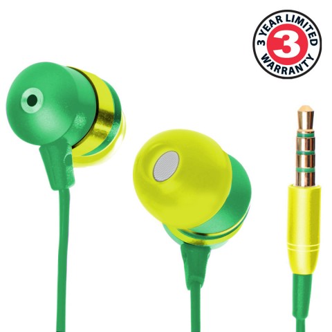 GOgroove AudiOHM HF Earbuds Earphones w/ Hands-Free Microphone ( Emerald Green ) - Green