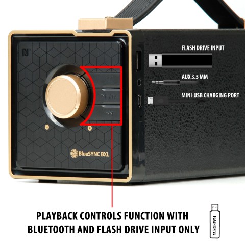 GOgroove Portable Bluetooth Speaker - NFC , AUX , & USB Input - Black