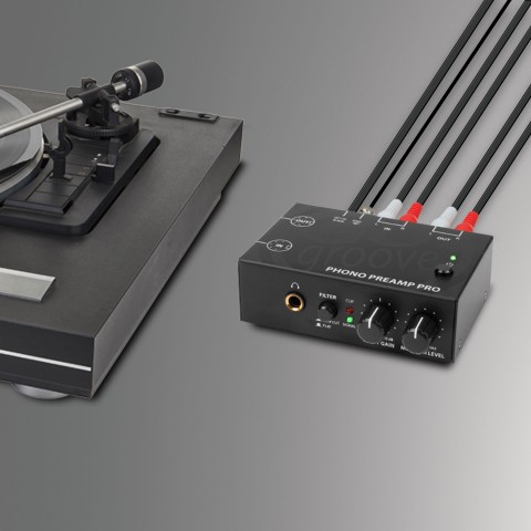 Phono Turntable Preamp Pro with RCA , DIN Connection , RIAA Equalization - Black Pro
