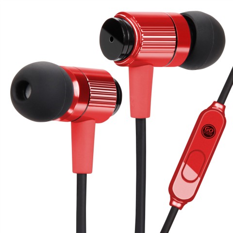 Rugged Ergonomic Headphones with Handsfree Mic and Lifetime Warranty - Red
