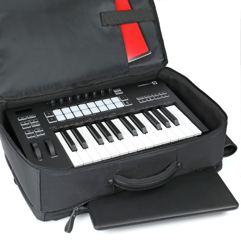 GOgroove MIDI Keyboard Case Compatible with Novation Launchkey 25 Key Keyboard - Black