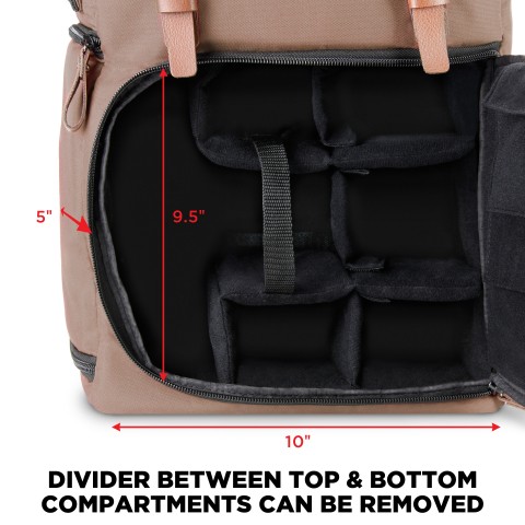 Professional DSLR Camera Backpack Case for Photography and Laptop Travel Use - Tan