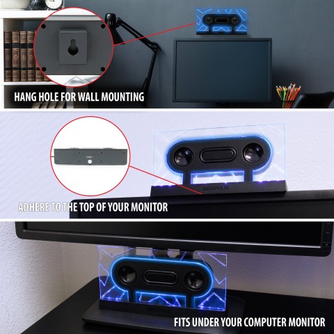5.1 Surround Sound Computer Speakers with 80 Watts and Blue LED Glow Lights - Blue