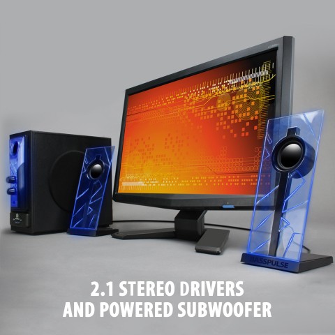 BassPULSE Bluetooth Speakers with Subwoofer, AUX Port & 33-foot range