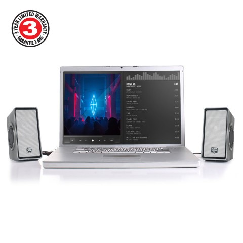 GOgroove SonaVERSE O2 USB Powered Computer Speakers with Dual Passive Woofers - Grey