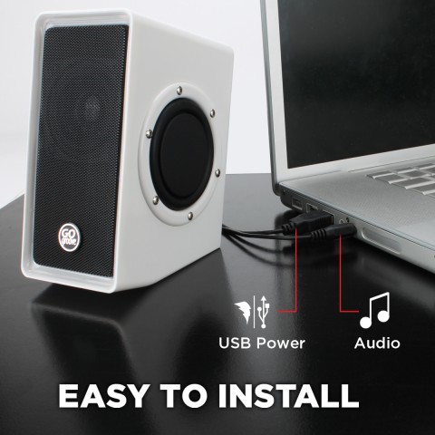 GOgroove SonaVERSE O2i Speakers for PC with AUX Input (White with LEDs) -  White with LEDs
