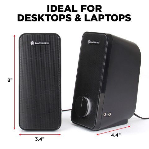 Computer Multimedia USB Powered PC Speakers for Desktops & Laptops - Blackout