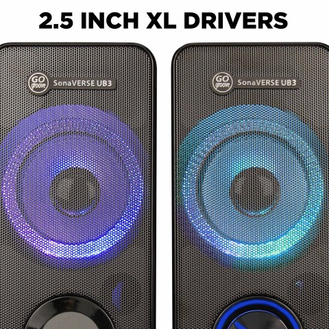 LED Computer Speakers for Desktop and Laptop - USB Power with 2.5 In Drivers - Black