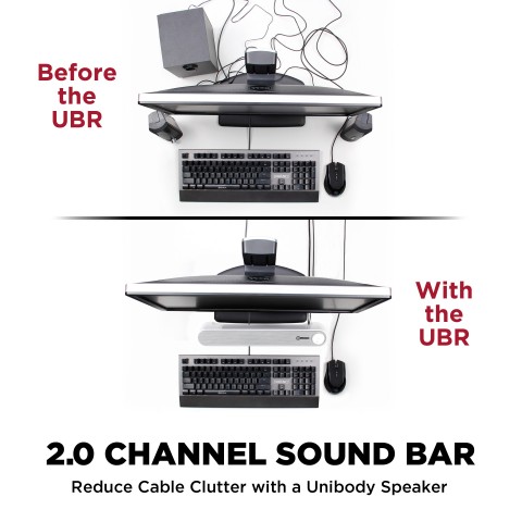 Computer Sound Bar Speaker (White) with Easy Access Headphone & Mic Jacks - White