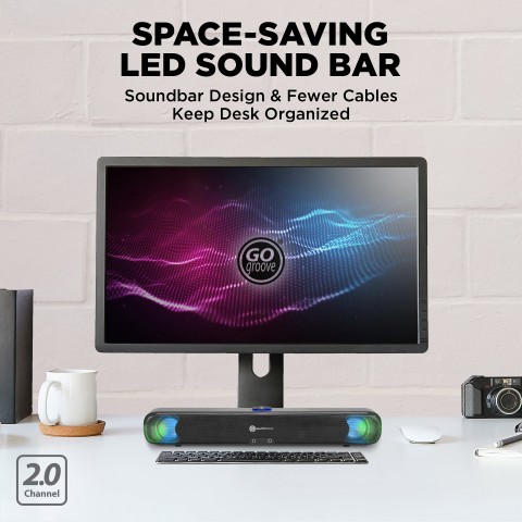 USB Powered LED Sound Bar Computer Speaker for Desktops and Laptops - Blackout