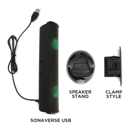 LED Laptop Computer Speaker with Clip-On Portable Soundbar Design - Green