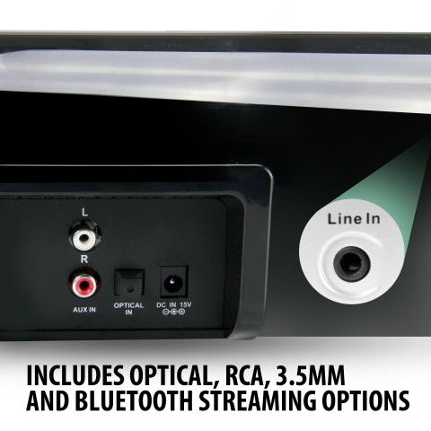 Bluetooth Sound Bar Speaker with Internal Subwoofer & Optical + Analog Inputs - Black