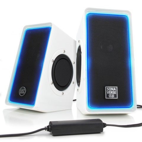 SonaVERSE O2i Glowing LED Computer Speaker System - White