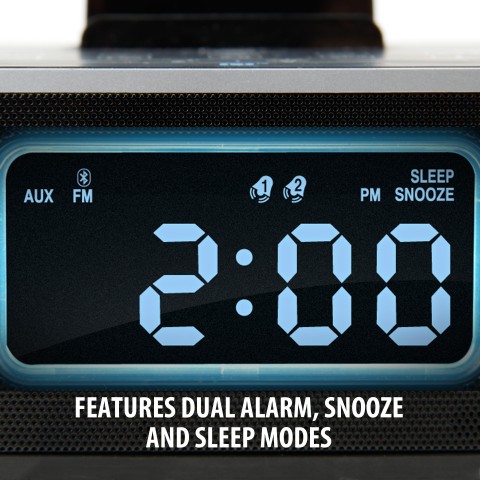 GOgroove BlueSYNC RST Alarm Clock Bluetooth Speaker with FM Radio , USB Charging and LED Display