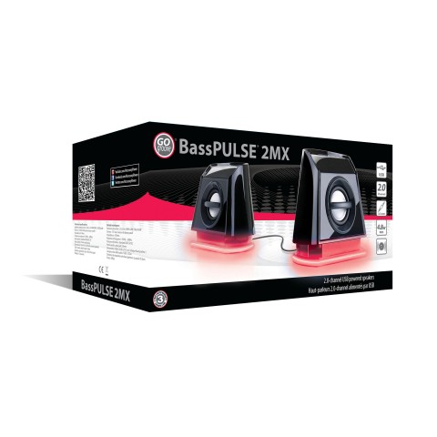 BassPULSE 2MX USB Powered 2.0 Computer Speakers - Red