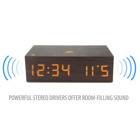 BlueSYNC TYM Real Wood Bluetooth Speaker & Alarm Clock with NFC Pairing - Dark