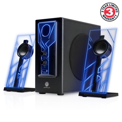 BassPULSE 2.1 Stereo Speaker System with Powered Subwoofer - Blue