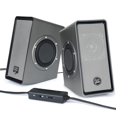 hente forstene Express GOgroove SonaVERSE O2 USB Powered Computer Speakers with Dual Passive  Woofers - Grey